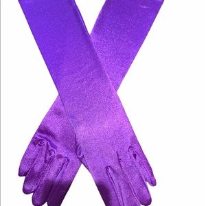 Purple elbow length gloves